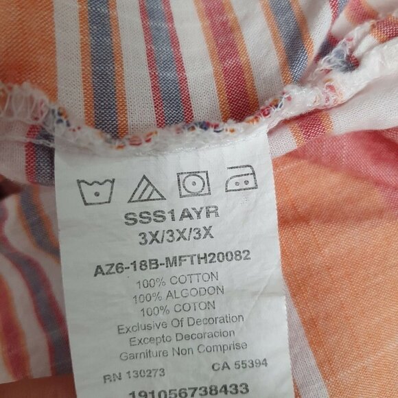 Riders By Lee Striped V-neck 3/4 Tie Sleeve Loose Fit Blouse Plus Size 3X - Picture 3 of 6